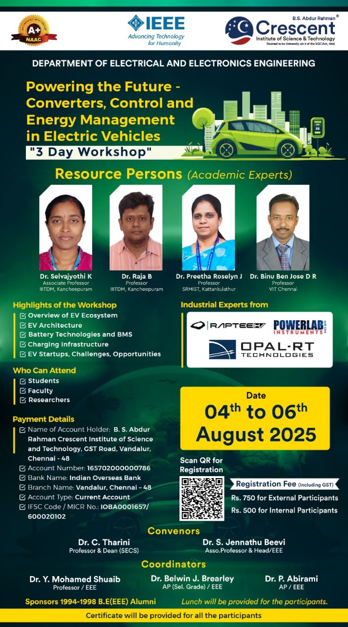 Three Day Workshop on Electric Vehicle 2025